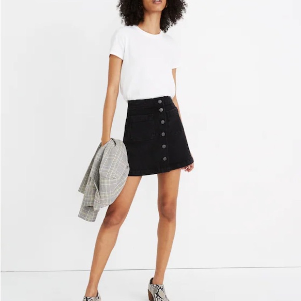 Madewell Black Denim Mini Skirt - Picture 2 of 7